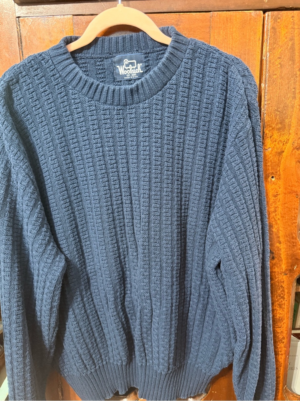 Woolrich Navy Women's Cable Crewneck Sweater X-L